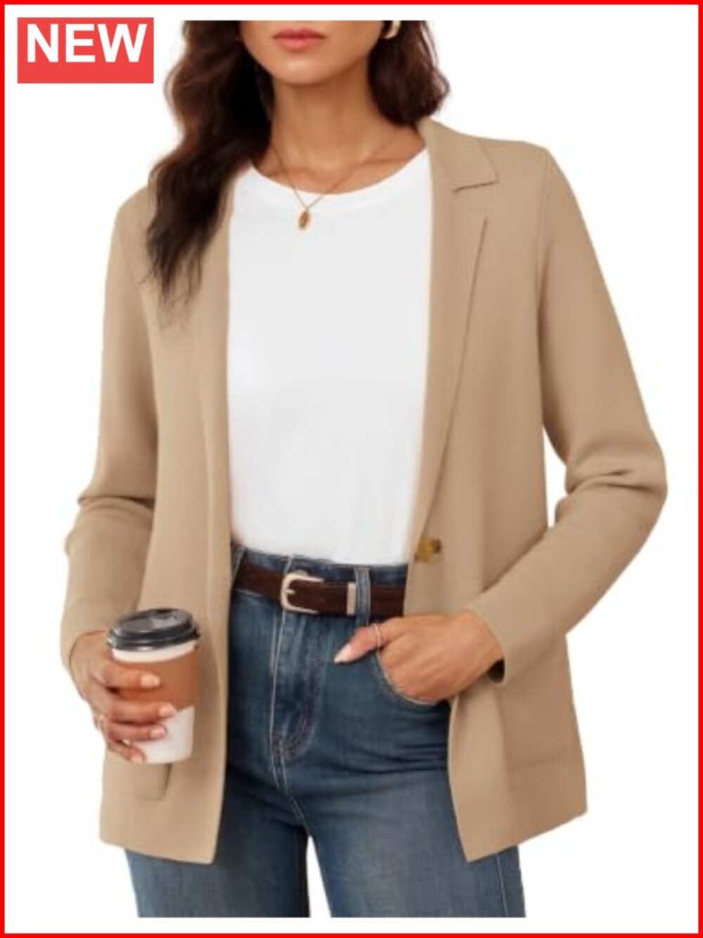 Wool Blend Sweater Blazer Business Casual Jacket